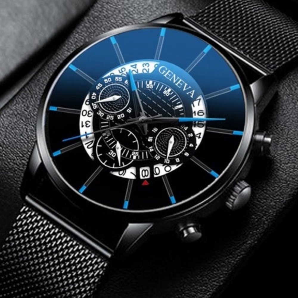 GENEVA Men's Watch Stainless Steel Calendar Sports - Picture 2 of 13